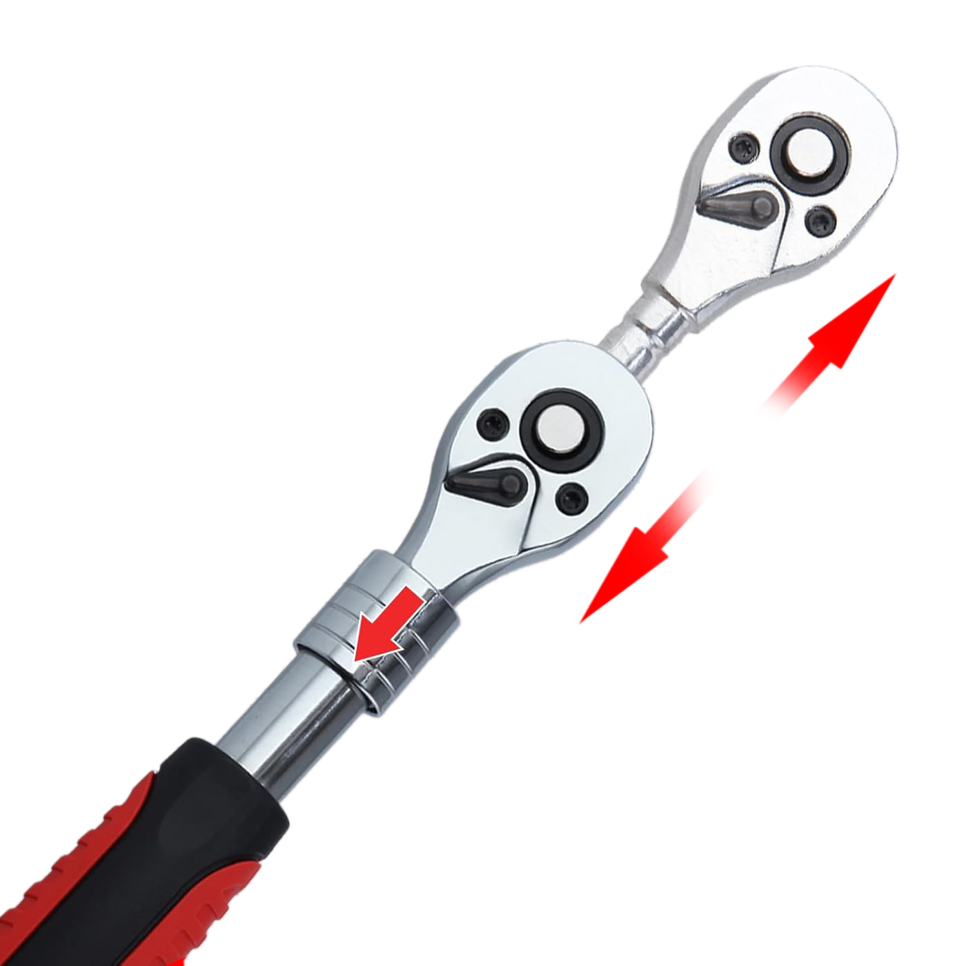 Extensionable Flexible Ratchet Handle.