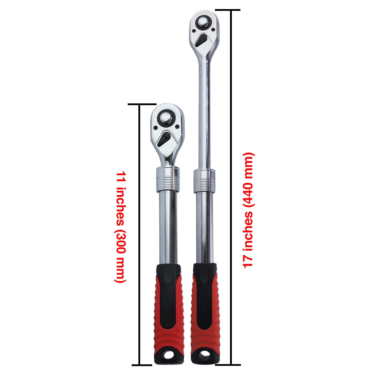 Extensionable Flexible Ratchet Handle.